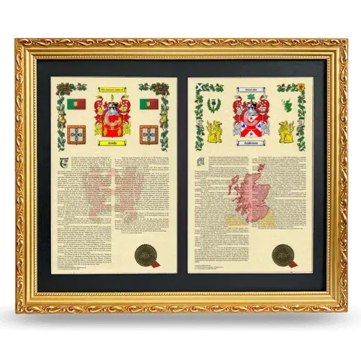Double Armorial History Framed - Gold