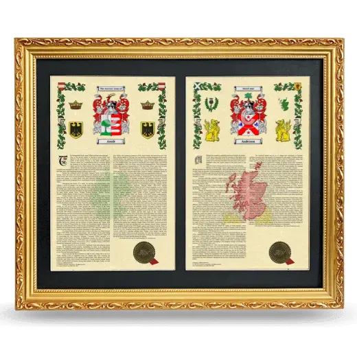 Double Armorial History Framed - Gold