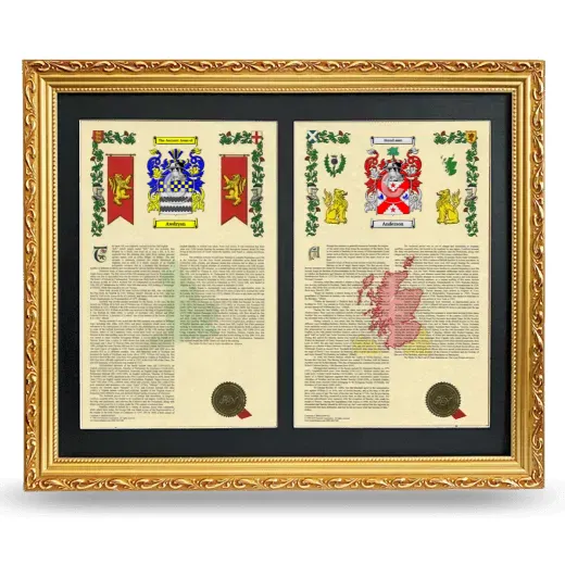 Double Armorial History Framed - Gold