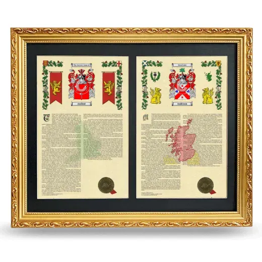 Double Armorial History Framed - Gold