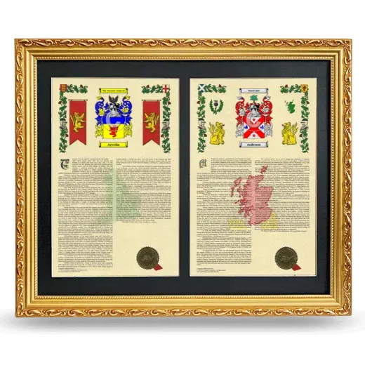 Double Armorial History Framed - Gold