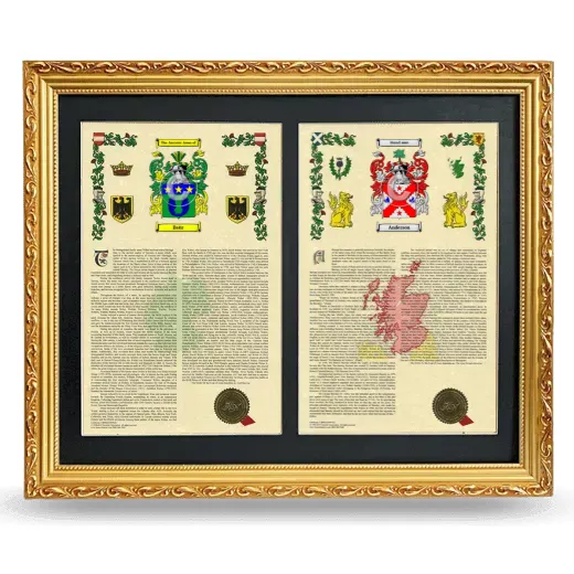 Double Armorial History Framed - Gold