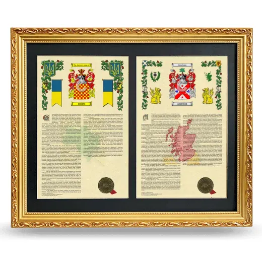 Double Armorial History Framed - Gold