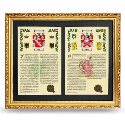 Double Armorial History Framed - Gold