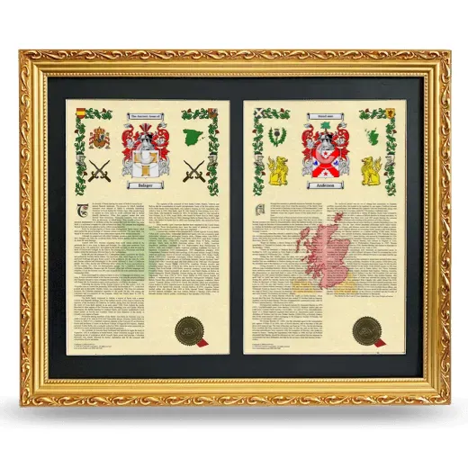 Double Armorial History Framed - Gold