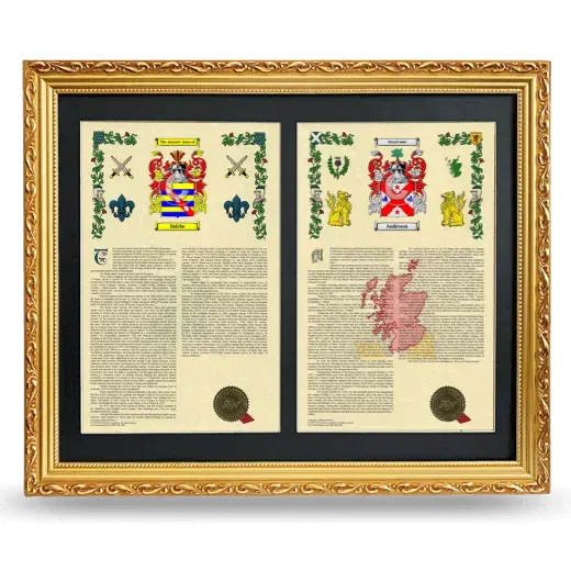 Double Armorial History Framed - Gold