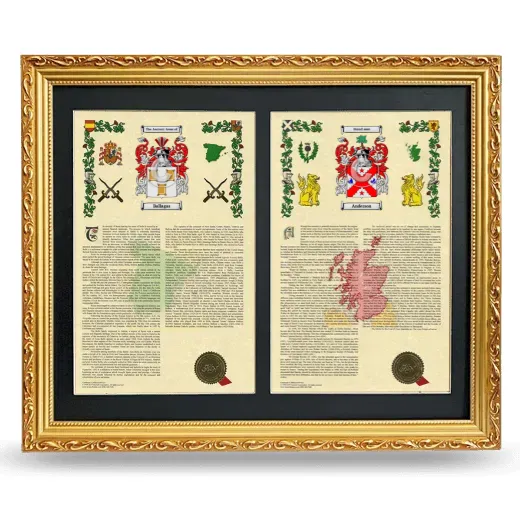 Double Armorial History Framed - Gold