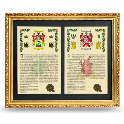 Double Armorial History Framed - Gold