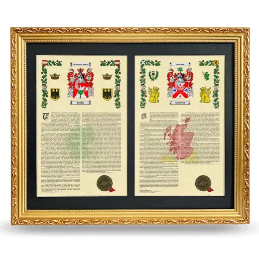 Double Armorial History Framed - Gold