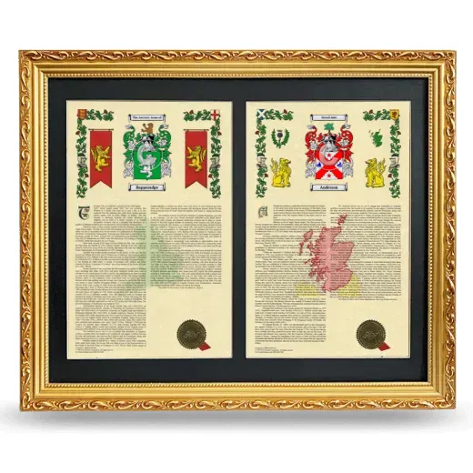 Double Armorial History Framed - Gold