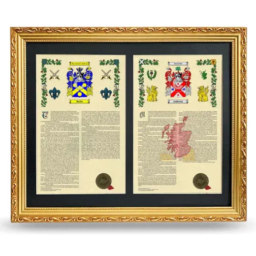 Double Armorial History Framed - Gold