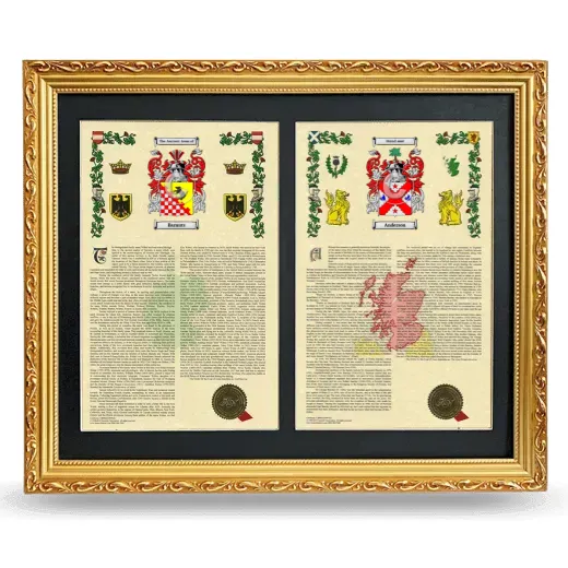 Double Armorial History Framed - Gold