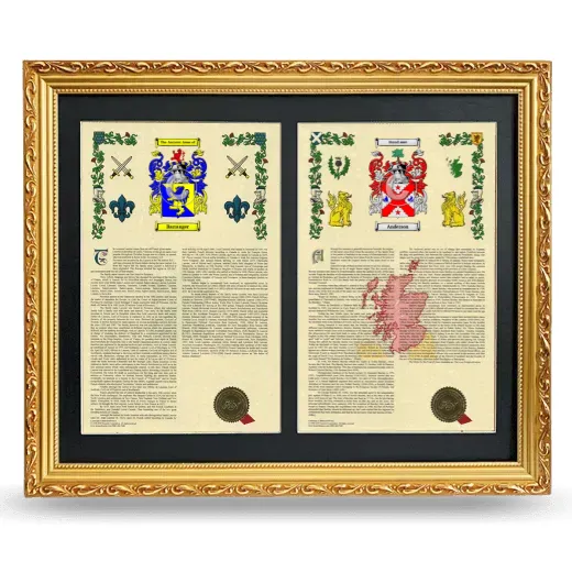 Double Armorial History Framed - Gold