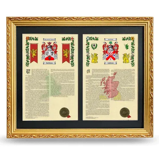 Double Armorial History Framed - Gold