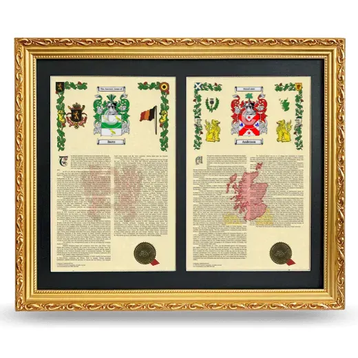 Double Armorial History Framed - Gold