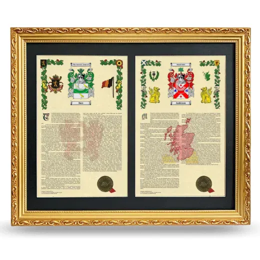 Double Armorial History Framed - Gold