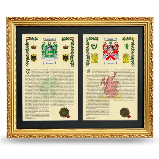 Double Armorial History Framed - Gold