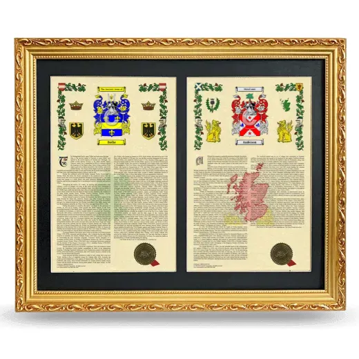 Double Armorial History Framed - Gold
