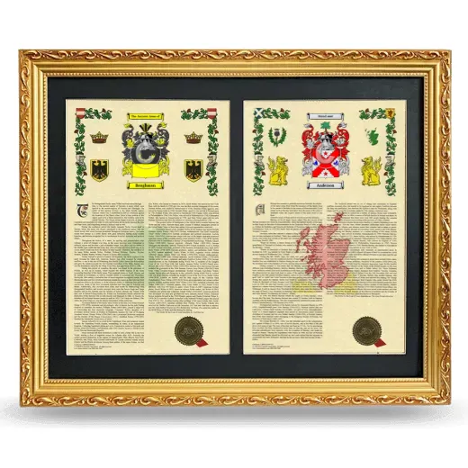 Double Armorial History Framed - Gold