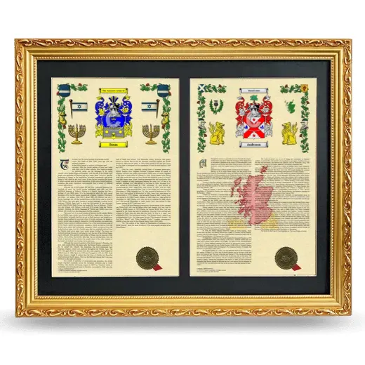 Double Armorial History Framed - Gold