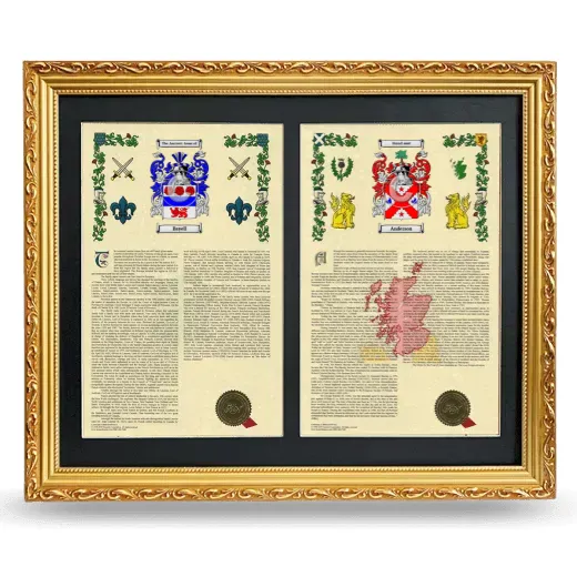 Double Armorial History Framed - Gold