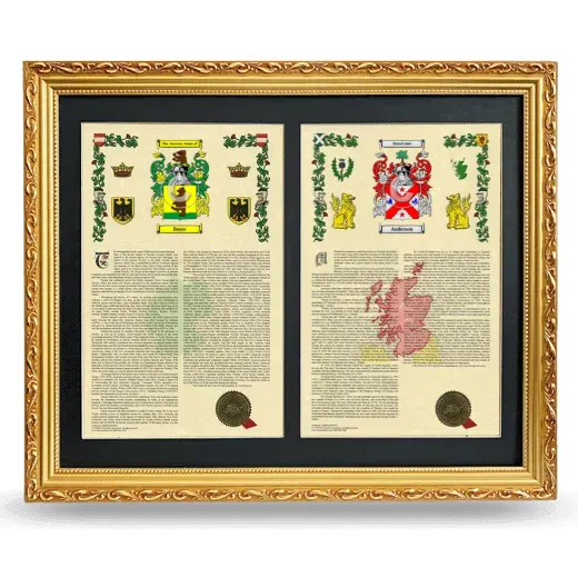 Double Armorial History Framed - Gold