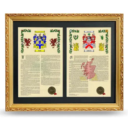 Double Armorial History Framed - Gold