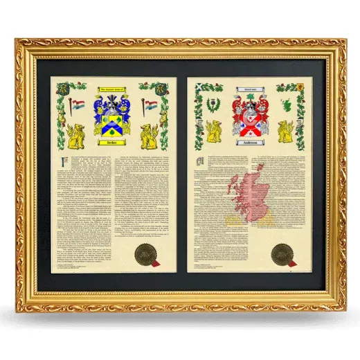 Double Armorial History Framed - Gold