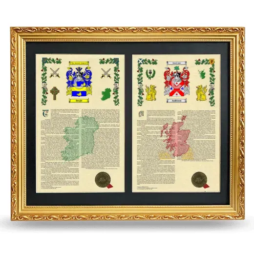 Double Armorial History Framed - Gold