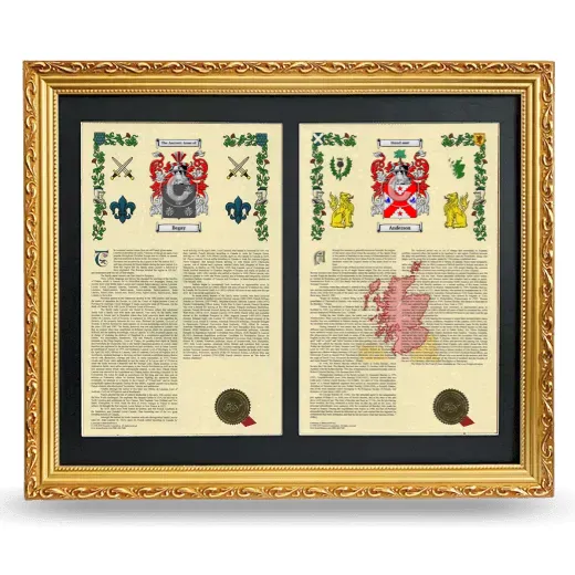 Double Armorial History Framed - Gold