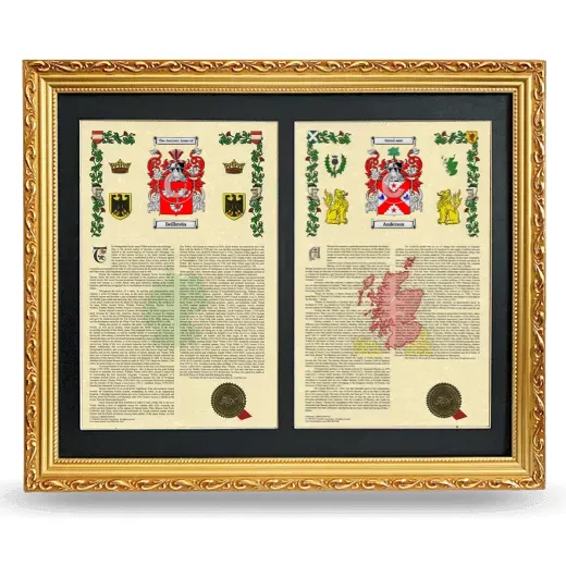 Double Armorial History Framed - Gold