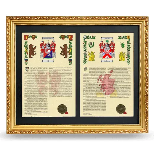Double Armorial History Framed - Gold