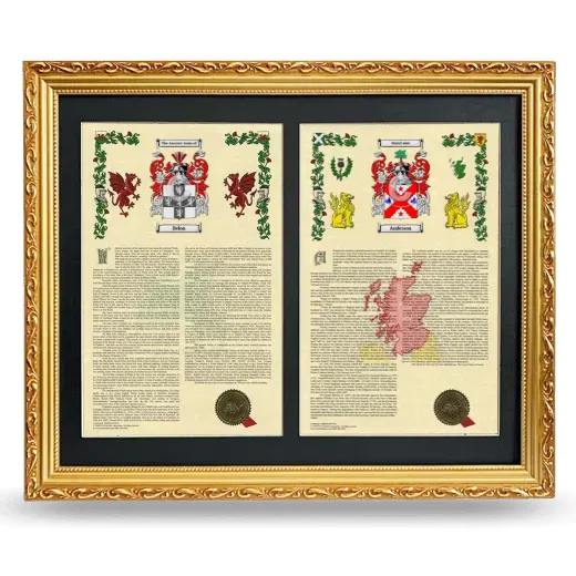 Double Armorial History Framed - Gold
