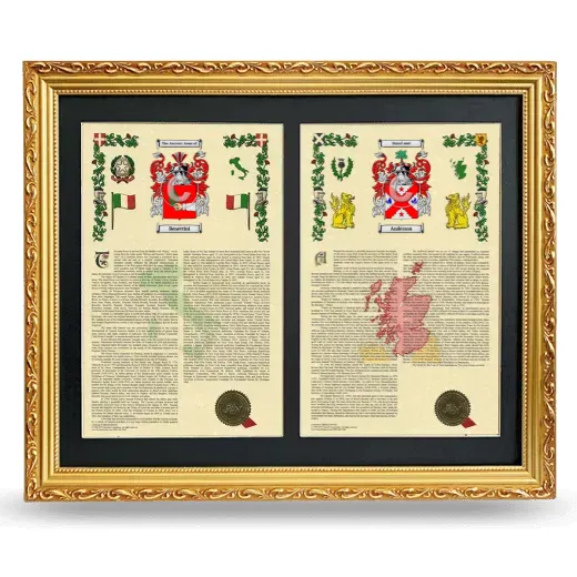 Double Armorial History Framed - Gold