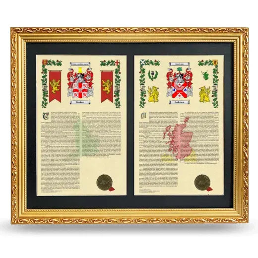 Double Armorial History Framed - Gold
