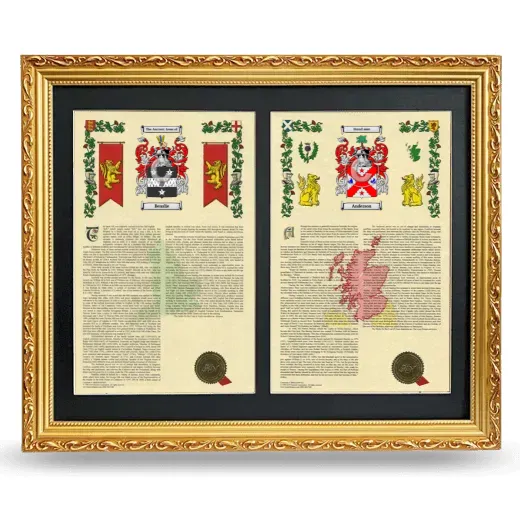 Double Armorial History Framed - Gold