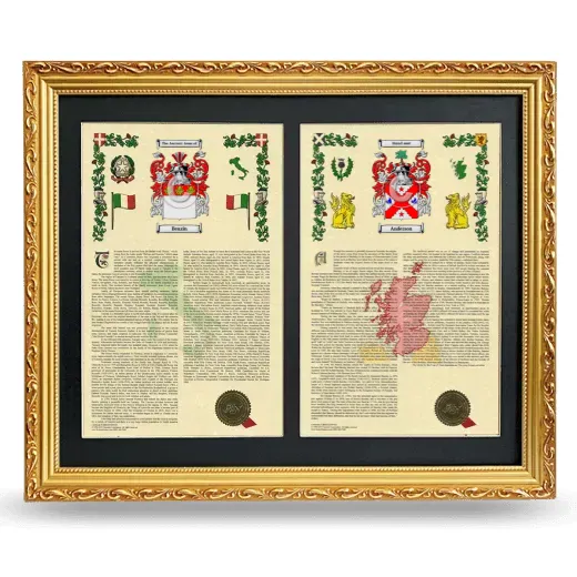 Double Armorial History Framed - Gold