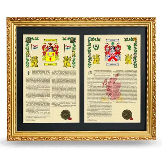Double Armorial History Framed - Gold