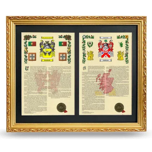 Double Armorial History Framed - Gold