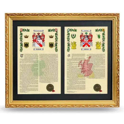 Double Armorial History Framed - Gold