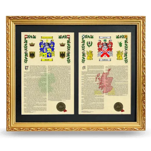 Double Armorial History Framed - Gold