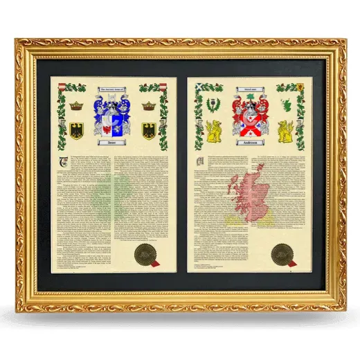 Double Armorial History Framed - Gold