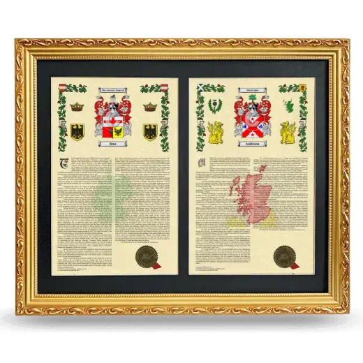Double Armorial History Framed - Gold