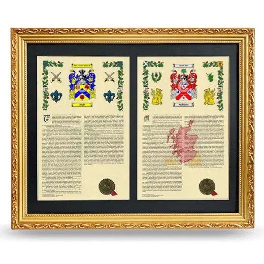 Double Armorial History Framed - Gold