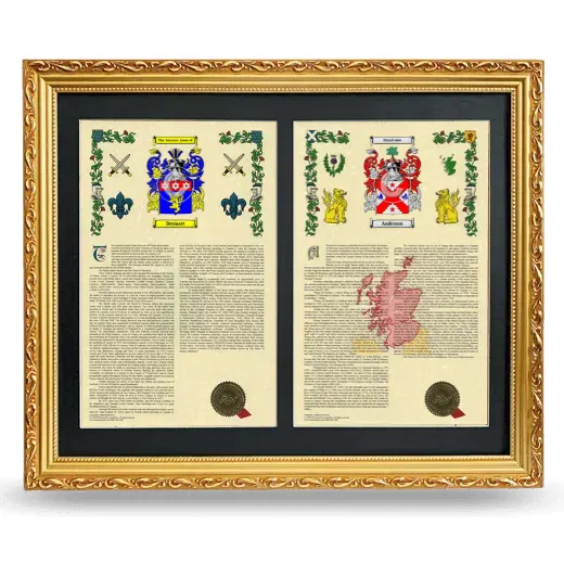 Double Armorial History Framed - Gold