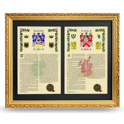 Double Armorial History Framed - Gold