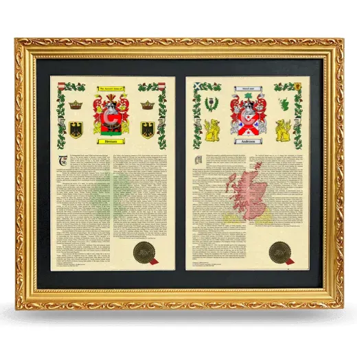 Double Armorial History Framed - Gold