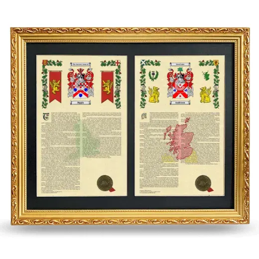 Double Armorial History Framed - Gold
