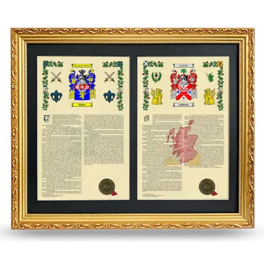 Double Armorial History Framed - Gold