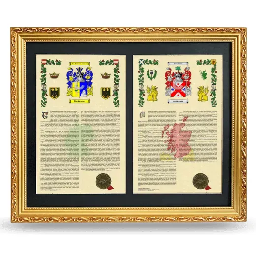Double Armorial History Framed - Gold